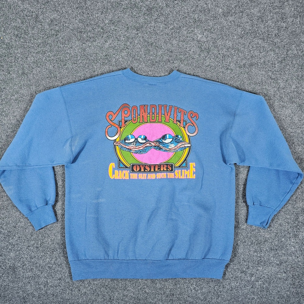 Vintage Spondivits Food‎ Spirits Oysters Graphic Sweatshirt Mens Size L Atlanta